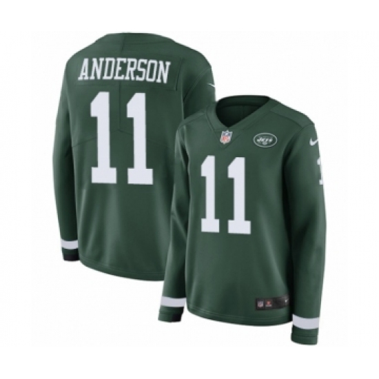 Women's Nike New York Jets #11 Robby Anderson Limited Green Therma Long Sleeve NFL Jersey - Ujersey