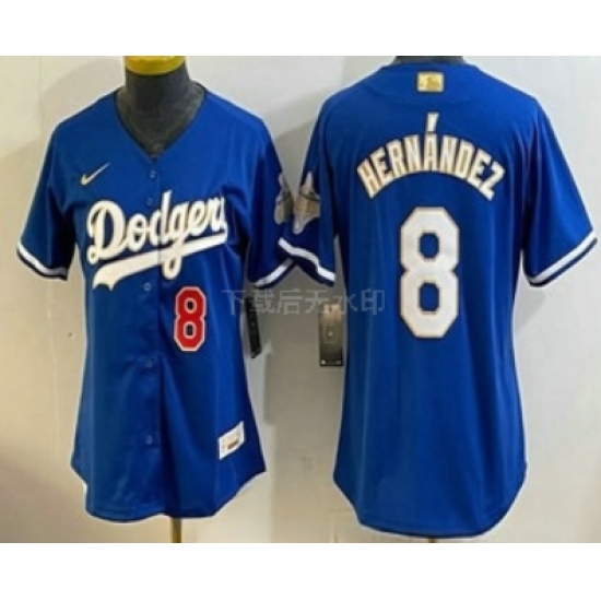 Women's Los Angeles Dodgers #8 Enrique Hernandez Blue 2026 Gold Collection Stadium Jersey