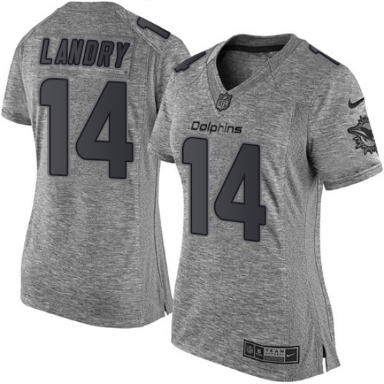 Women's Nike Miami Dolphins #14 Jarvis Landry Limited Gray Gridiron NFL Jersey - Ujersey
