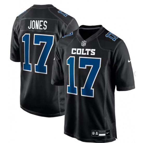 Men's Indianapolis Colts #17 Daniel Jones Black Stitched Game Jersey - Ujersey