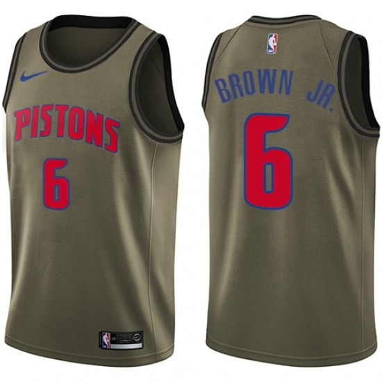 Youth Nike Detroit Pistons #6 Bruce Brown Jr. Swingman Green Salute to Service NBA Jersey - Ujersey