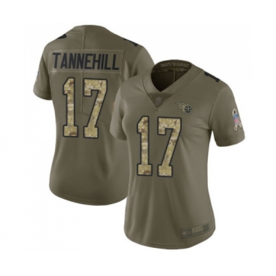 Women's Tennessee Titans #17 Ryan Tannehill Limited Olive Camo 2017 Salute to Service Football Jersey - Ujersey