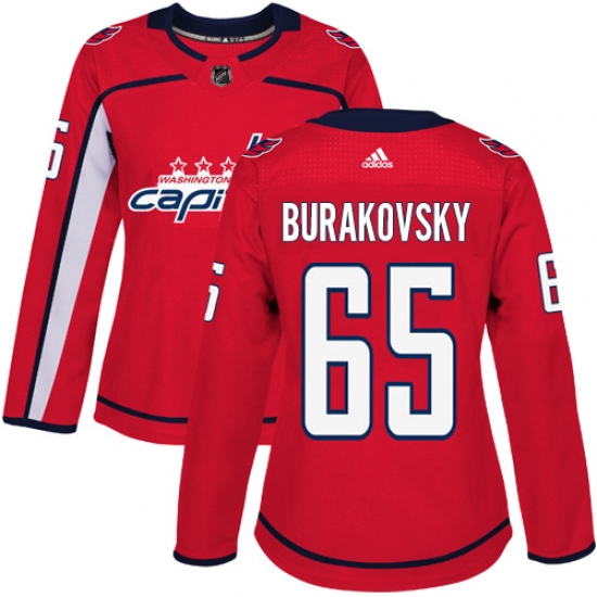 Women's Adidas Washington Capitals #65 Andre Burakovsky Authentic Red Home NHL Jersey - Ujersey