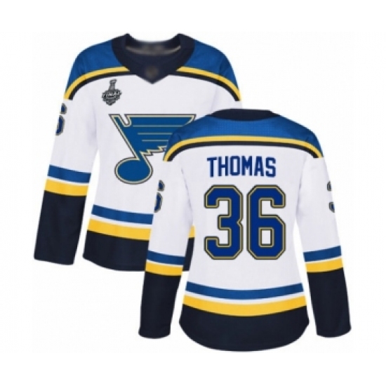 Women's St. Louis Blues #36 Robert Thomas Authentic White Away 2019 Stanley Cup Final Bound Hockey Jersey - Ujersey