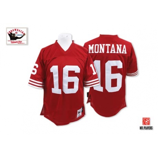 Mitchell and Ness San Francisco 49ers #16 Joe Montana Authentic Red Team Color Throwback NFL Jersey - Ujersey