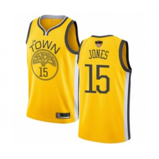 Men's Golden State Warriors #15 Damian Jones Yellow Swingman 2019 Basketball Finals Bound Jersey - Earned Edition - Ujersey