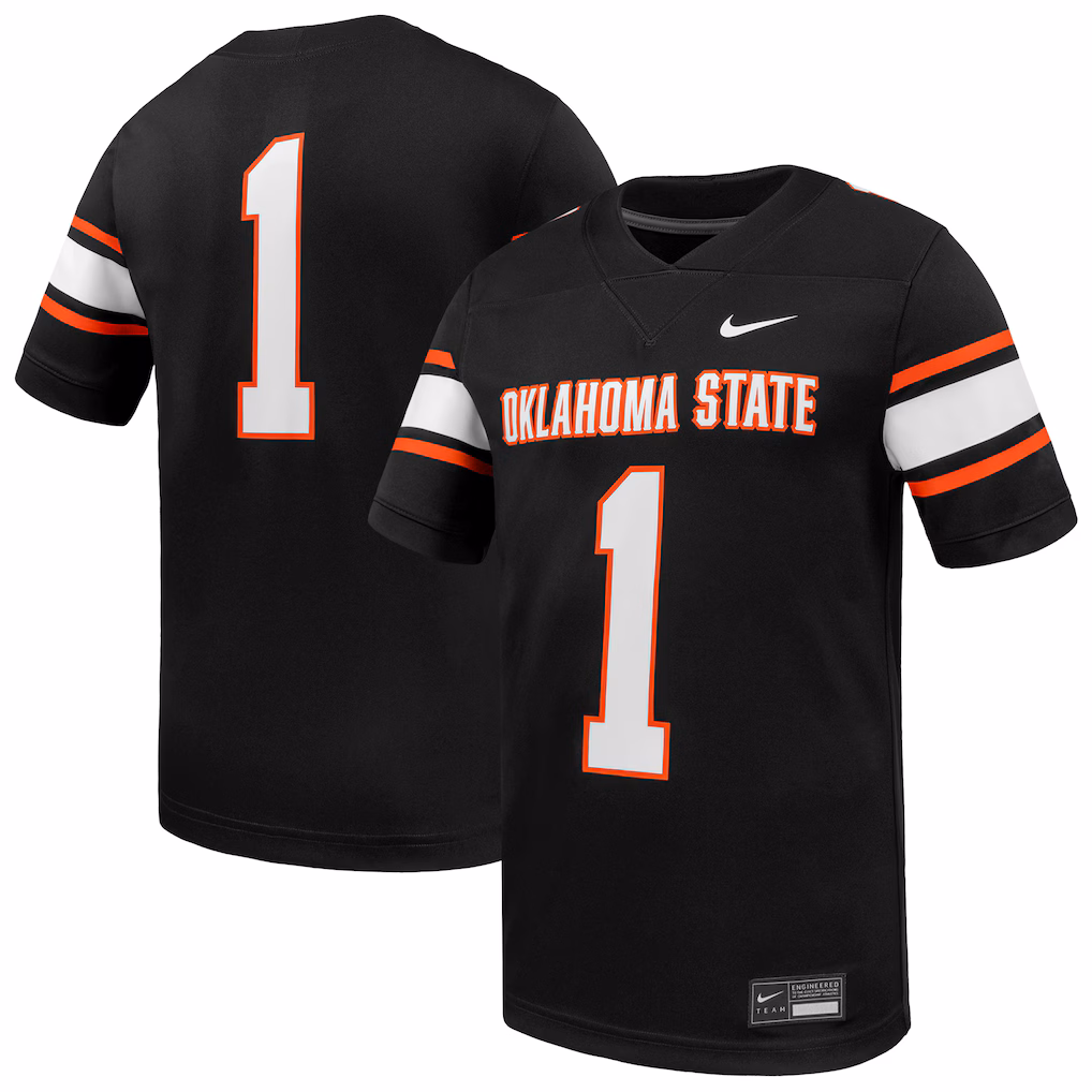 Men's Nike #1 Black Oklahoma State Cowboys Game Football Jersey