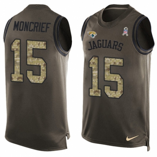 Men's Nike Jacksonville Jaguars #15 Donte Moncrief Limited Green Salute to Service Tank Top NFL Jersey - Ujersey