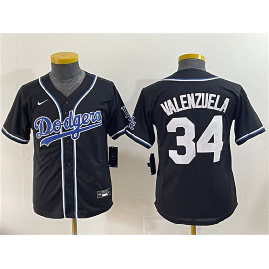 Youth Los Angeles Dodgers #34 Fernando Valenzuela Black Stitched Baseball Jersey - Ujersey