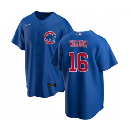 Men's Chicago Cubs #16 Patrick Wisdom Blue Cool Base Stitched Baseball Jersey - Ujersey