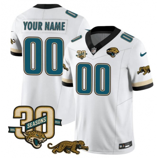 Men's Jacksonville Jaguars Active Player Custom White F.U.S.E. With 30th Seasons Patch Vapor Limited Football Stitched Jersey - Ujersey