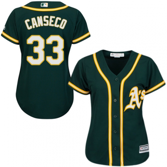 Women's Majestic Oakland Athletics #33 Jose Canseco Replica Green Alternate 1 Cool Base MLB Jersey - Ujersey