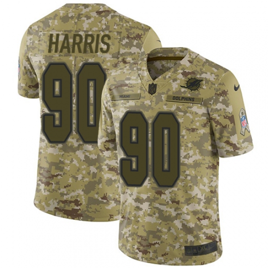 Men's Nike Miami Dolphins #90 Charles Harris Limited Camo 2018 Salute to Service NFL Jersey - Ujersey