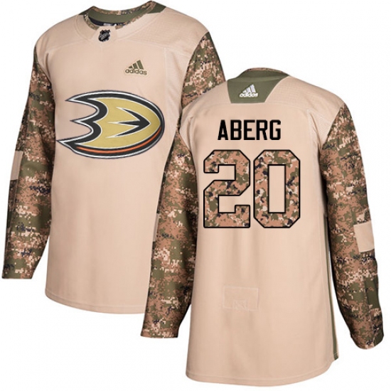 Men's Adidas Anaheim Ducks #20 Pontus Aberg Camo Authentic 2017 Veterans Day Stitched NHL Jersey - Ujersey