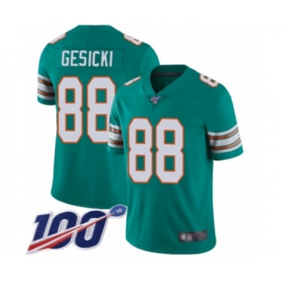 Men's Miami Dolphins #88 Mike Gesicki Aqua Green Alternate Vapor Untouchable Limited Player 100th Season Football Jersey - Ujersey