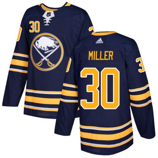 Men's Adidas Buffalo Sabres #30 Ryan Miller Authentic Navy Blue Home NHL Jersey - Ujersey