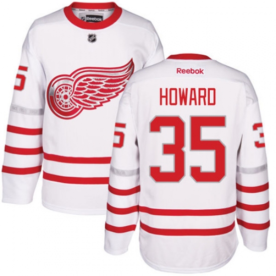 Men's Reebok Detroit Red Wings #35 Jimmy Howard Authentic White 2017 Centennial Classic NHL Jersey