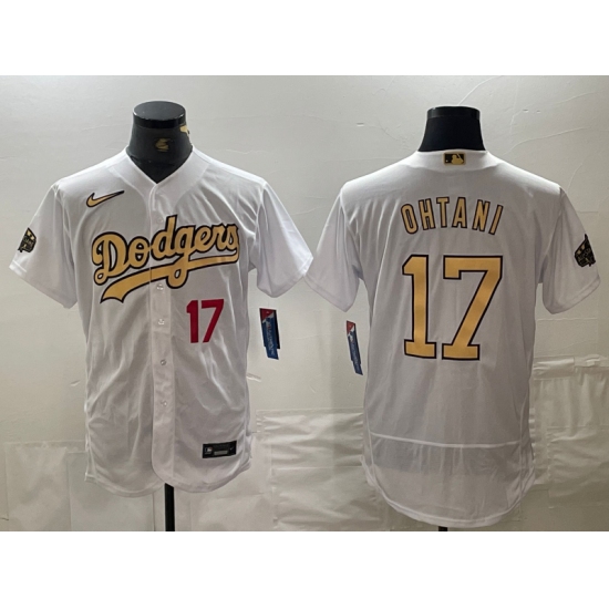 Men's Los Angeles Dodgers #17 Shohei Ohtani Number White 2022 All Star Stitched Flex Base Nike Jersey - Ujersey