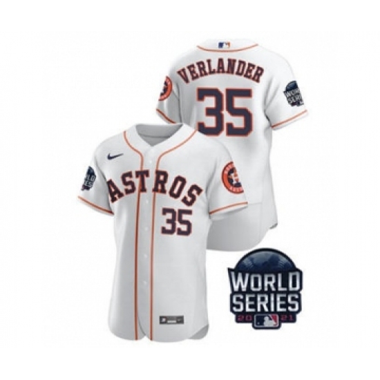 Men's Houston Astros #35 Justin Verlander 2021 White World Series Flex Base Stitched Baseball Jersey - Ujersey