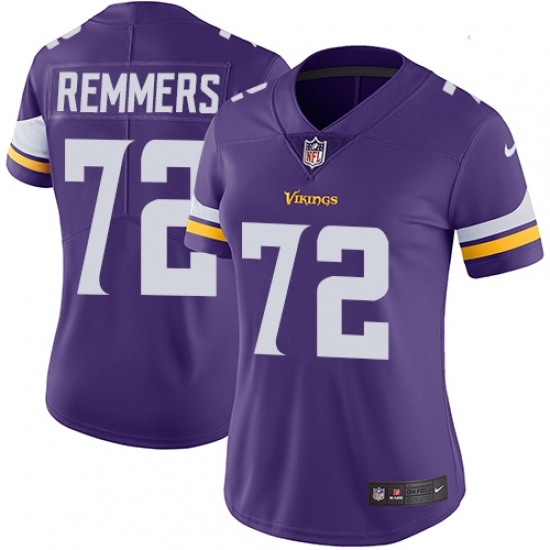 Women's Nike Minnesota Vikings #72 Mike Remmers Purple Team Color Vapor Untouchable Limited Player NFL Jersey - Ujersey