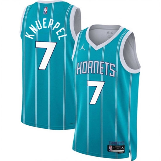 Men's Charlotte Hornets #7 Kon Knueppel Teal 2025 Draft Icon Edition Stitched Basketball Jersey - Ujersey