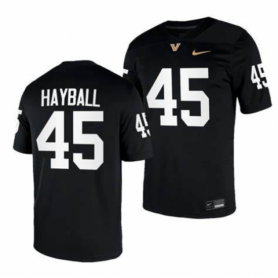 Men's Vanderbilt Commodores #45 Matthew Hayball Black Game Football Jersey - Ujersey
