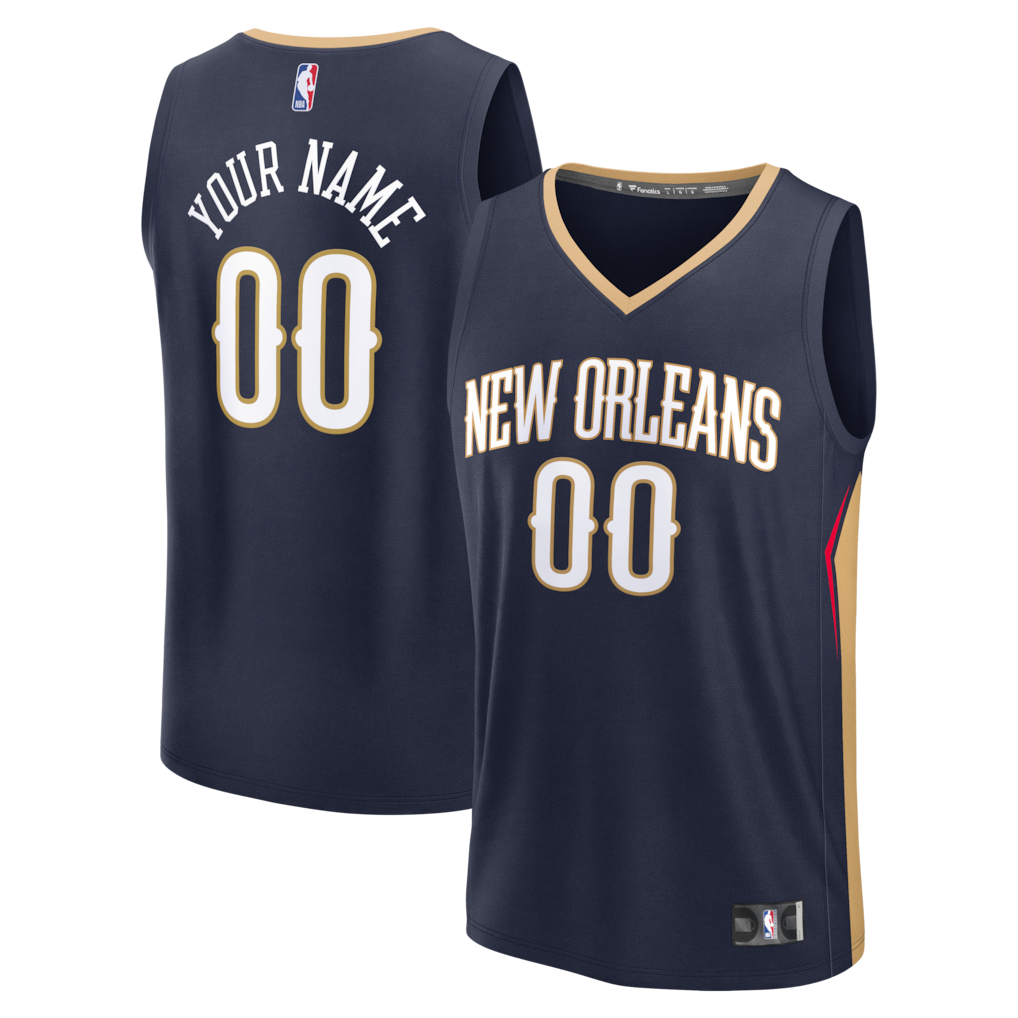 Men's New Orleans Pelicans Fanatics Navy Fast Break Custom Jersey - Icon Edition