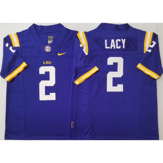 Men's LSU Tigers #2 Kyren Lacy Purple F.U.S.E. Stitched Jersey - Ujersey