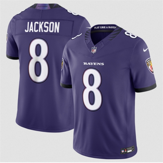 Men's Baltimore Ravens #8 Lamar Jackson Purple 2026 F.U.S.E Vapor Stitched Limited Football Jersey - Ujersey