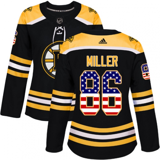 Women's Adidas Boston Bruins #86 Kevan Miller Authentic Black USA Flag Fashion NHL Jersey - Ujersey