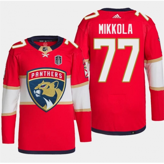 Men's Florida Panthers #77 Niko Mikkola Red 2024 Stanley Cup Final Stitched Jersey - Ujersey