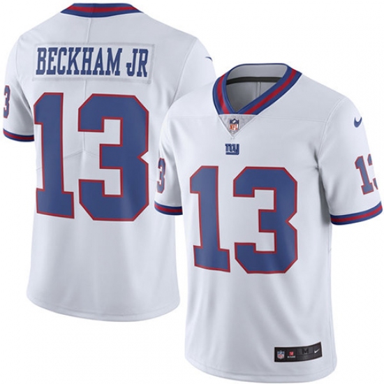 Men's Nike New York Giants #13 Odell Beckham Jr Limited White Rush Vapor Untouchable NFL Jersey - Ujersey