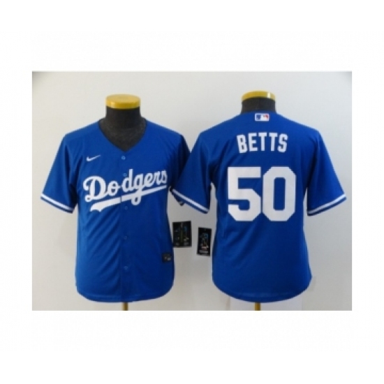 Youth Los Angeles Dodgers #50 Mookie Betts Royal 2020 Cool Base Jersey - Ujersey