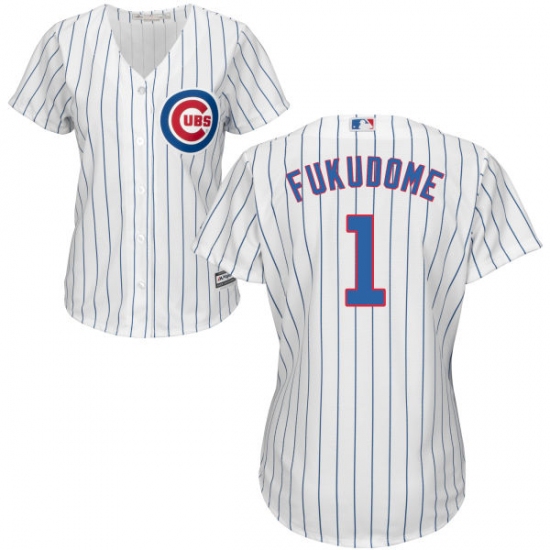 Women's Majestic Chicago Cubs #1 Kosuke Fukudome Authentic White Home Cool Base MLB Jersey - Ujersey
