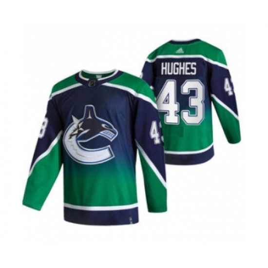 Men's Vancouver Canucks #43 Quinn Hughes Green 2020-21 Reverse Retro Alternate Hockey Jersey - Ujersey