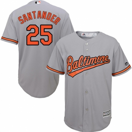 Men's Majestic Baltimore Orioles #25 Anthony Santander Replica Grey Road Cool Base MLB Jersey - Ujersey
