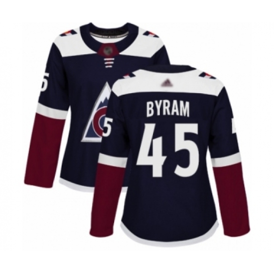 Women's Colorado Avalanche #45 Bowen Byram Authentic Navy Blue Alternate Hockey Jersey - Ujersey
