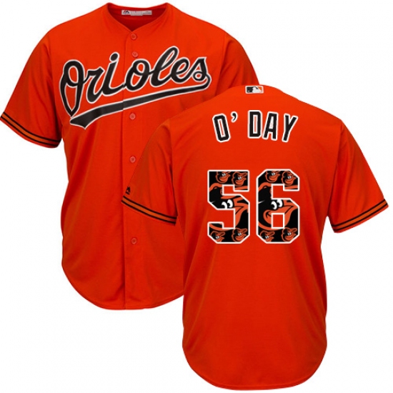 Men's Majestic Baltimore Orioles #56 Darren O'Day Authentic Orange Team Logo Fashion Cool Base MLB Jersey - Ujersey