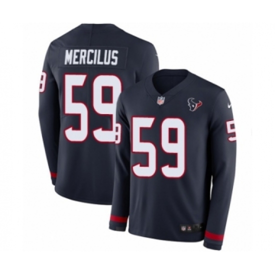 Men's Nike Houston Texans #59 Whitney Mercilus Limited Navy Blue Therma Long Sleeve NFL Jersey - Ujersey