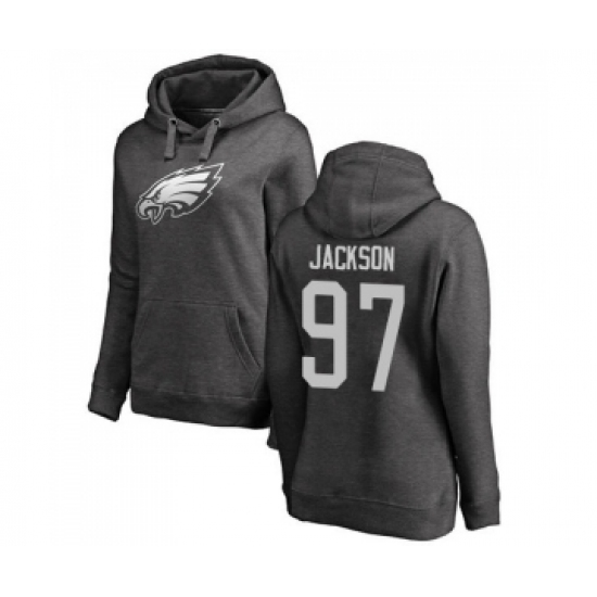 Women's Philadelphia Eagles #97 Malik Jackson Ash One Color Pullover Hoodie - Ujersey