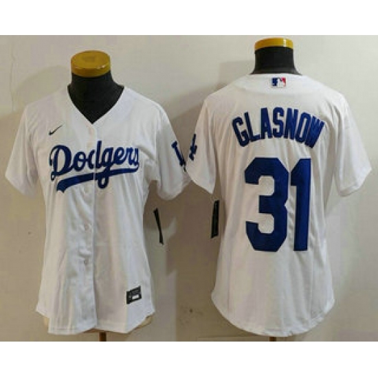 Women's Los Angeles Dodgers #31 Tyler Glasnow White Stitched Cool Base Nike Jersey - Ujersey