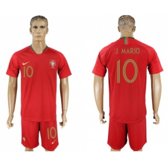 Portugal #10 J.Mario Home Soccer Country Jersey