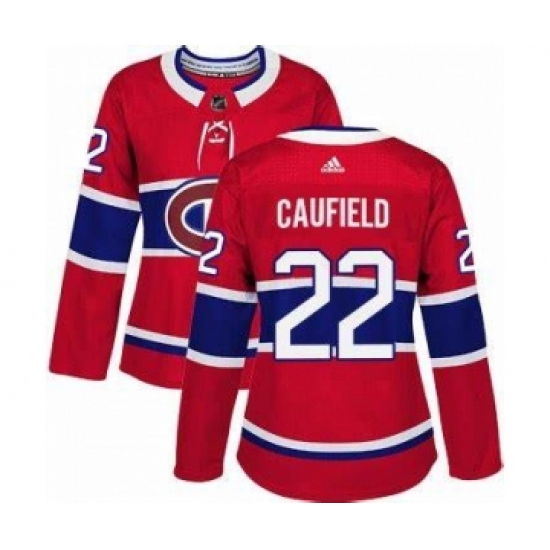 Adidas Montreal Canadiens #22 Cole Caufield Red Home Authentic Women's Stitched NHL Jersey - Ujersey