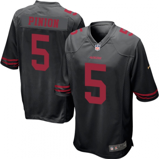 Men's Nike San Francisco 49ers #5 Bradley Pinion Game Black NFL Jersey - Ujersey