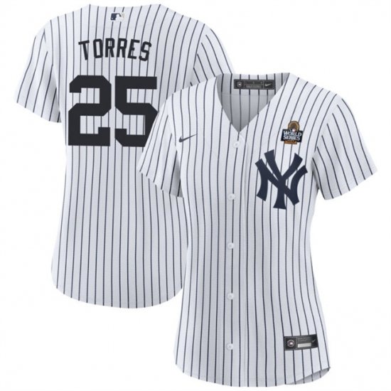 Women's New York Yankees #25 Gleyber Torres White 2024 World Series Cool Base Stitched Baseball Jersey(Run Small) - Ujersey