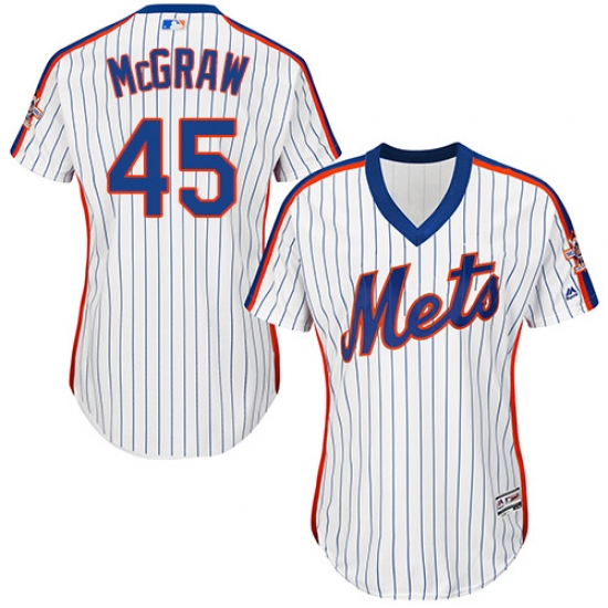 Women's Majestic New York Mets #45 Tug McGraw Authentic White Alternate Cool Base MLB Jersey - Ujersey