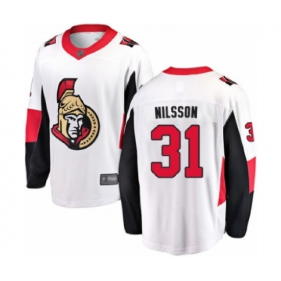 Men's Ottawa Senators #31 Anders Nilsson Fanatics Branded White Away Breakaway Hockey Jersey