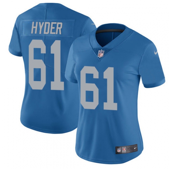 Women's Nike Detroit Lions #61 Kerry Hyder Elite Blue Alternate NFL Jersey - Ujersey