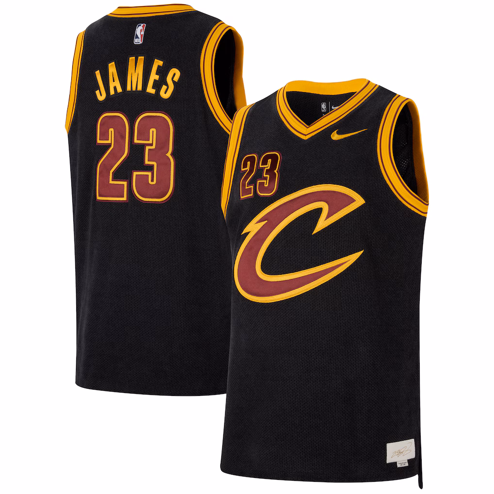 Men's Cleveland Cavaliers LeBron James Nike Black Forever King Authentic Jersey