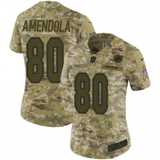 Women's Nike Miami Dolphins #80 Danny Amendola Limited Camo 2018 Salute to Service NFL Jersey - Ujersey